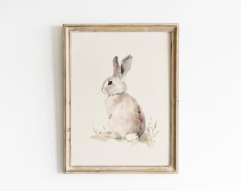 Watercolor Bunny Nursery art print rabbit Watercolor print vintage nursery bunny art Printed and shipped on high archival paper NN15-A1
