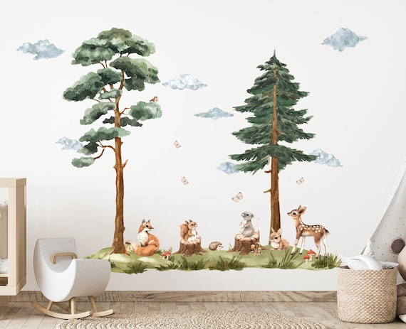XL Woodland Wall Decal, Backwoods Woodland Nursery Décor, Forest Nursery decals woodland nursery WC-XL