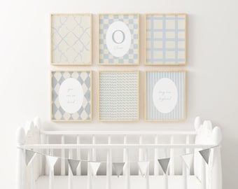 Long Live Boyhood Personalized Blue Nursery Wall Art Custom Baby Name Sign Vintage Boys Room Soft Blue Cottagecore Gallery Art XVBP2-A6