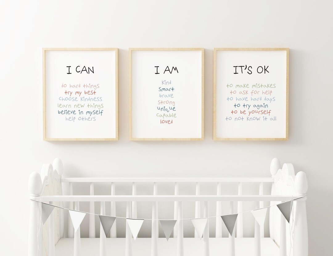 Kids Affirmation Nursery Wall Art Positive Quotes Playroom Art ...