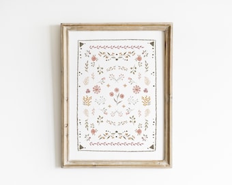 Wildflower Wall Art For Girls Room Cottagecore Home Decor Whimsical Art Botanical Print Playroom Decor Baby Shower Gift FOG1