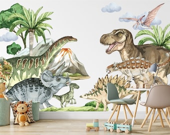 XL Dinosaur  Wall Decals, Dino Wall Decal - Repositionable Easy to Peel Dino Kids Decor - Our decals do not leave residue!