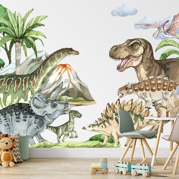 XL Dinosaur  Wall Decals, Dino Wall Decal - Repositionable Easy to Peel Dino Kids Decor - Our decals do not leave residue!