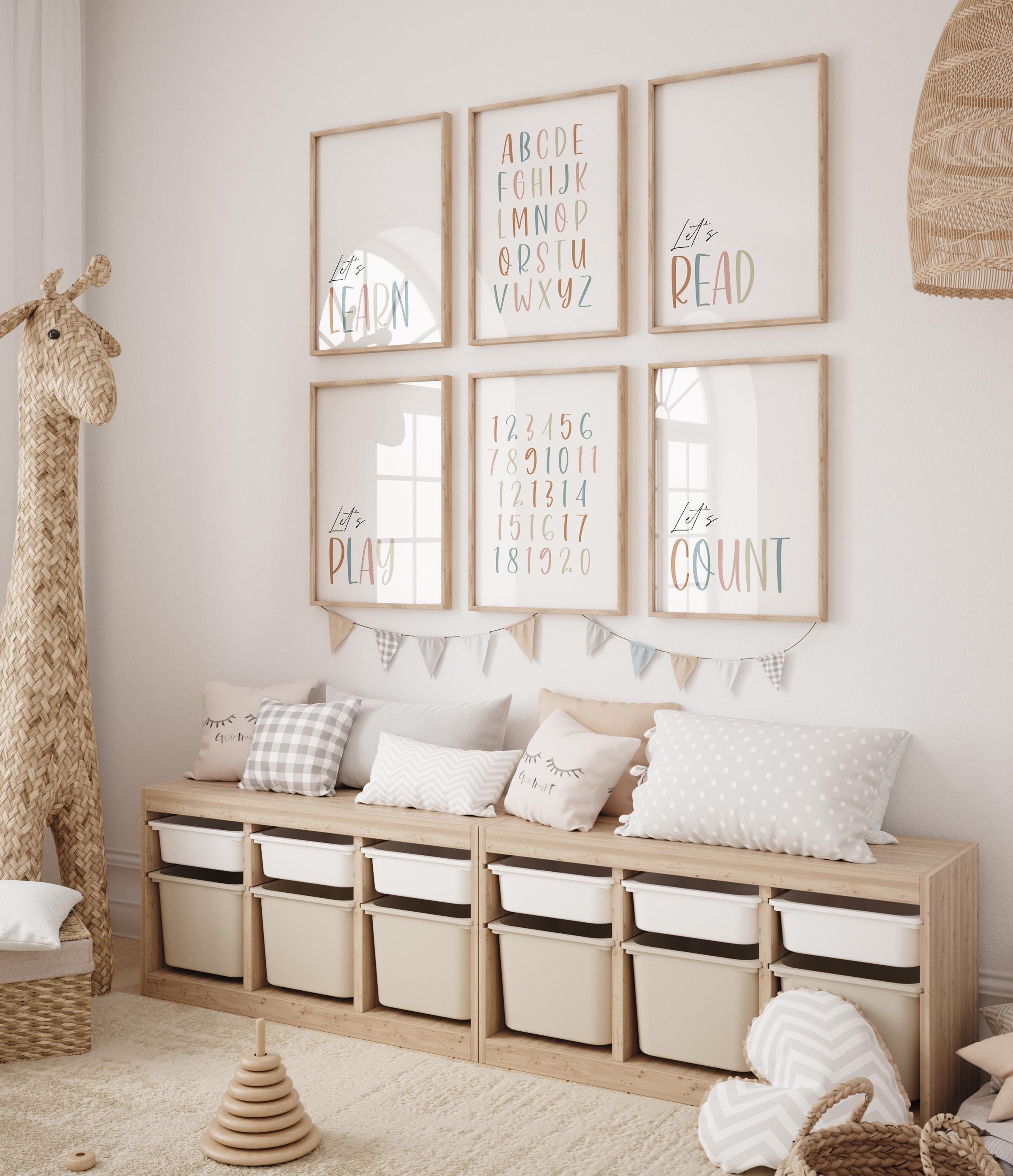 Pastel Educational Nursery Wall Art Let's Play Print Homeschool Room ...