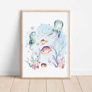 Under the Sea Ocean Art Prints PRINTED Set of 3 Ocean art prints printed on high quality art paper perfect for your ocean nursery! U02 image 6