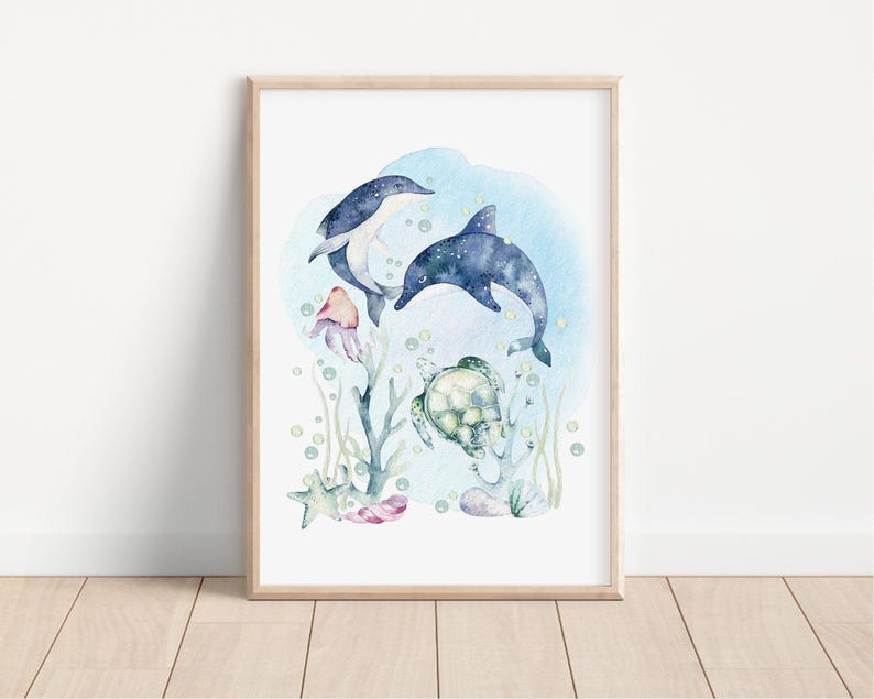Under the Sea Ocean Art Prints PRINTED Set of 3 Ocean art prints printed on high quality art paper perfect for your ocean nursery! U02 image 7