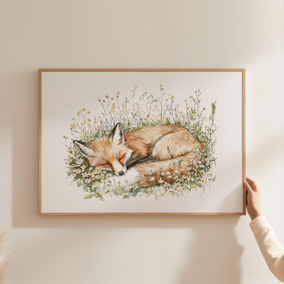 Woodland Fox Nursery Wall Art Woodland Animal Nursery Cottagecore Baby ...