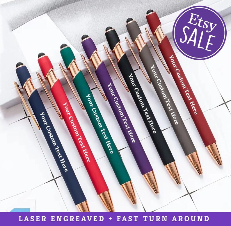 Custom Rose Gold Pens Personalized Business Pens Bulk Custom Etsy