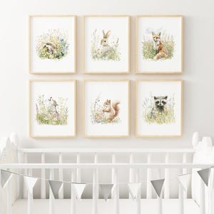 Woodland Animal Nursery Art Set of 6 Cottagecore Nursery Forest Animals Baby Room Decor Whimsical Nursery Woodland Creatures Nursery LAN1-A6