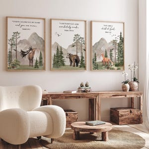 Scripture Woodland Nursery wall art PRINTED Mountain wall art, tree nursery decor Forest nursery Nursery Prints Watercolor Woodland- W05-S