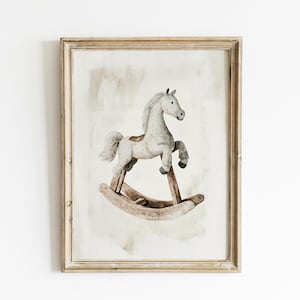 Vintage Rocking Horse Nursery art print vintage Watercolor nursery rocking horse art printed and shipped on high archival paper NN22-A1