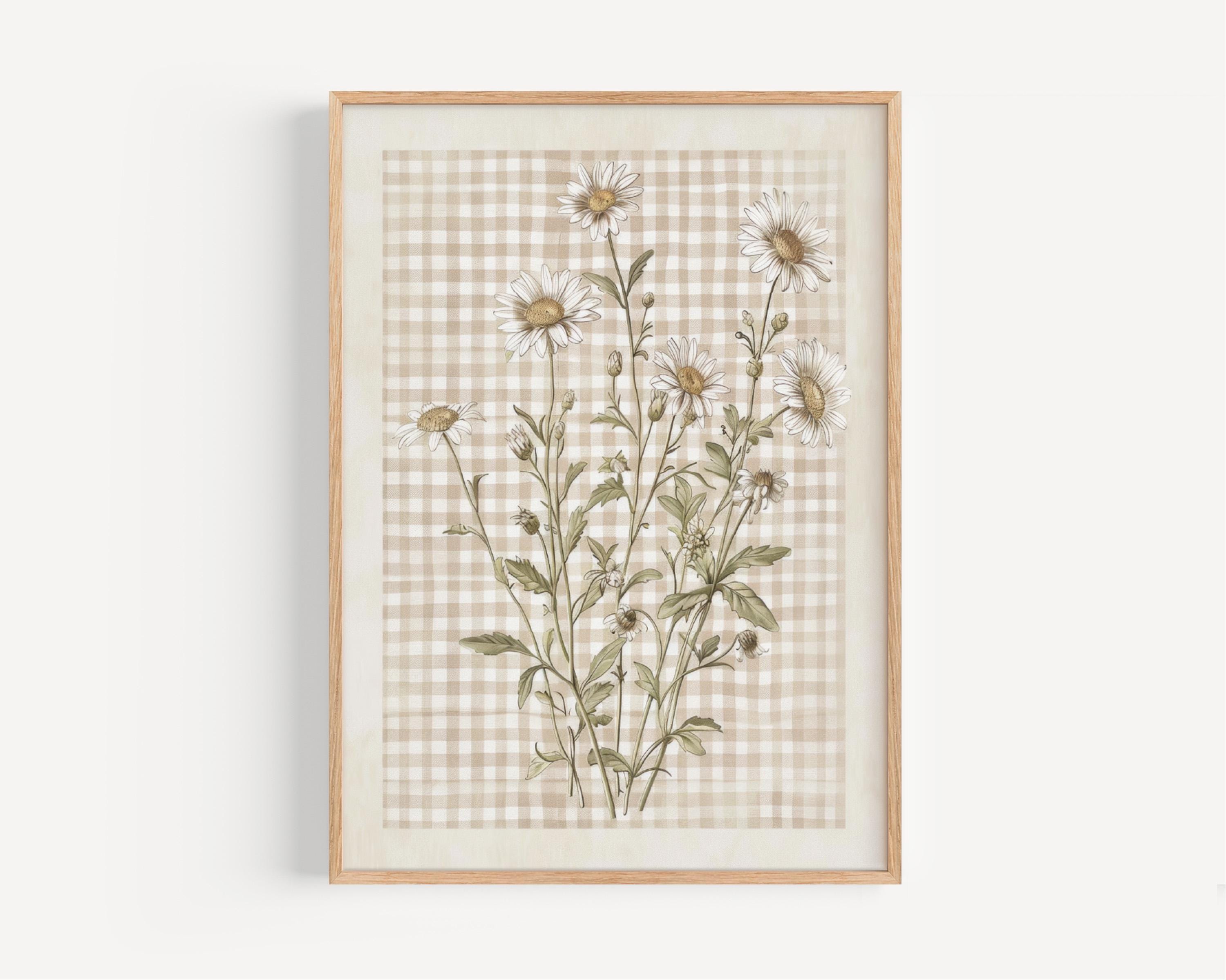 Daisy Nursery Wall Art Vintage Floral Print Neutral Nursery Cottagecore ...