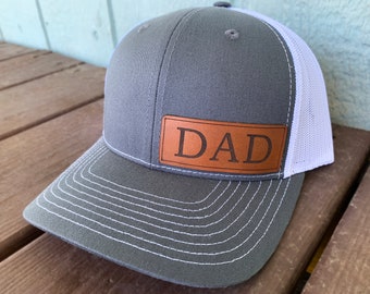 Fathers Day Dad hat,  REAL LEATHER, Dad hat,  Fathers day, hats for dad, new dad gift, leather dad hat DAD Bottom Right