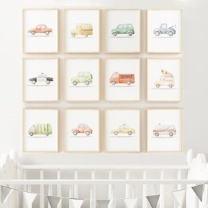 Cars and Trucks PRINTED Choose your own! art print vehicle gender neutral watercolor car nursery art prints Printed on fine art paper V1