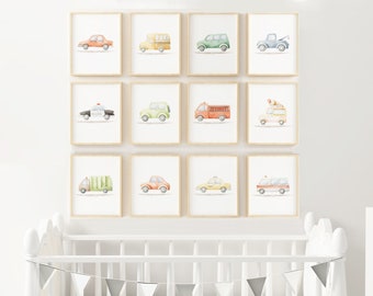 Cars and Trucks PRINTED Choose your own! art print vehicle gender neutral watercolor car nursery art prints Printed on fine art paper V1