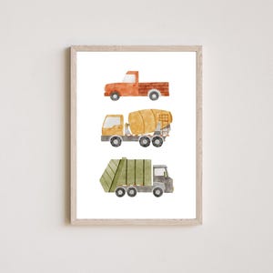 Personalized Transport Nursery Prints. Custom Name prints, boy room trucks and cars custom name prints Trucks decor Set of 3 CR1-A1 image 7