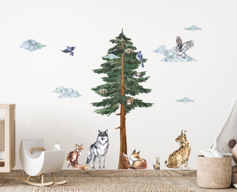 XL Woodland Wall Decal Backwoods Woodland Nursery Décor Etsy