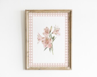 Soft Pink Lily Nursery Wall Art Watercolor Botanical Print Vintage Baby Girl's Room Decor Cottagecore Floral Gallery Wall Pastel Art BUE6-A1