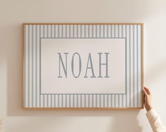 Personalized Vintage Soft Blue Nursery print boy nursery pastel blue art custom nursery Printed and shipped on high archival paper BSN1-A1