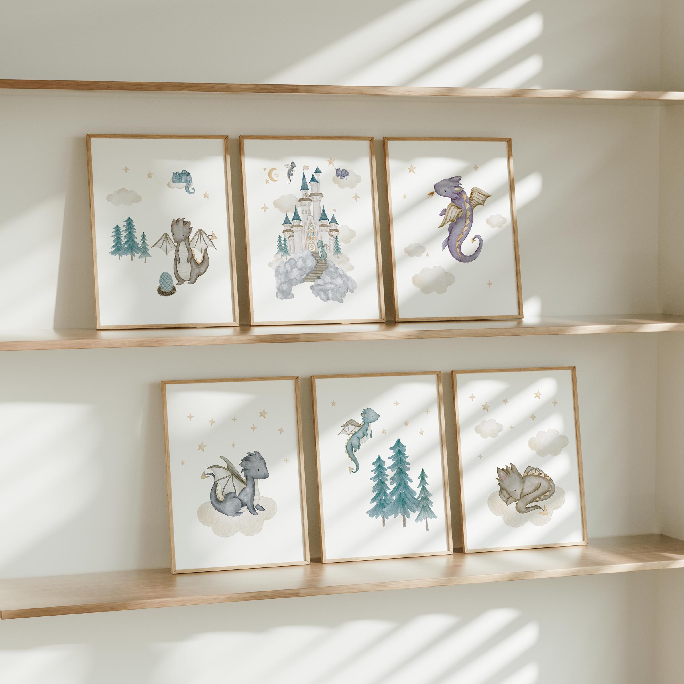 Watercolor Dragon Nursery Wall Art Fairytale Nursery Fantasy Baby Room ...