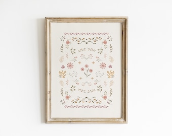 Wildflower Wall Art For Girls Room Cottagecore Decor Whimsical Art Boho Art Botanical Print Playroom Decor Baby Shower Gift FOG4