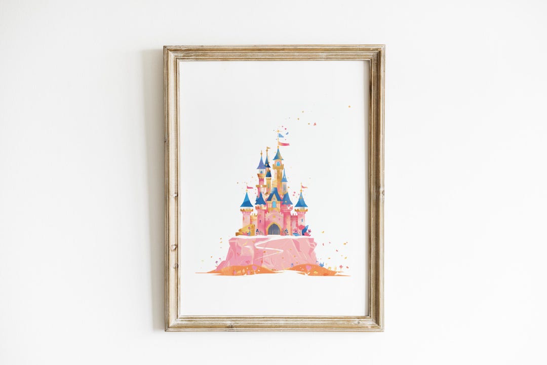 Princess Castle Nursery Wall Art Pink and Blue Fairytale Print ...