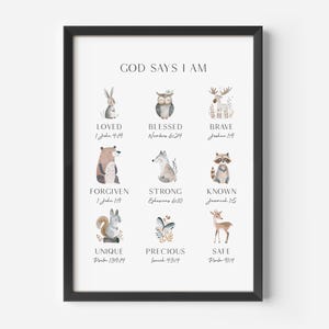 a framed poster with animals and their names