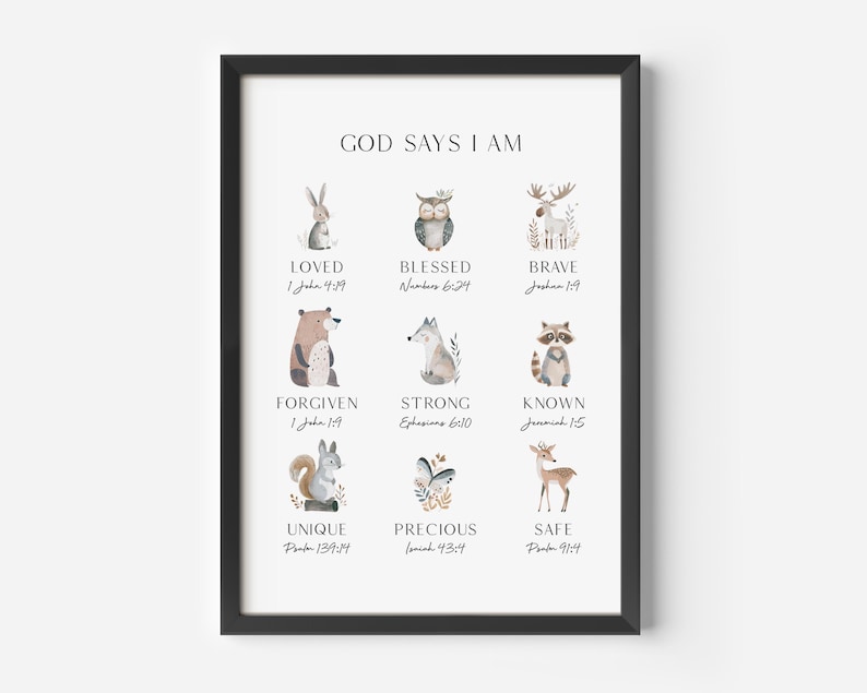 a framed poster with animals and their names