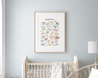 Dinosaur Alphabet Art Print, Dino Nursery Printed and shipped Watercolor Dinosaur Alphabet printed on high archival paper Set of 1 DW3-A1