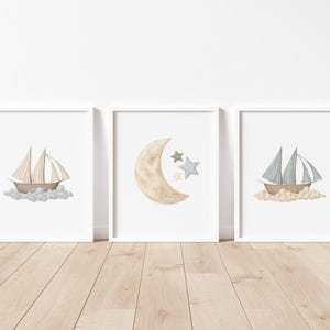 Sailboat  Dream Nautical Art Print,  Nautical Art Print, Coastal Decor, Beach Decor, Nautical Decor Nursery print Set of 3 WD2-A3