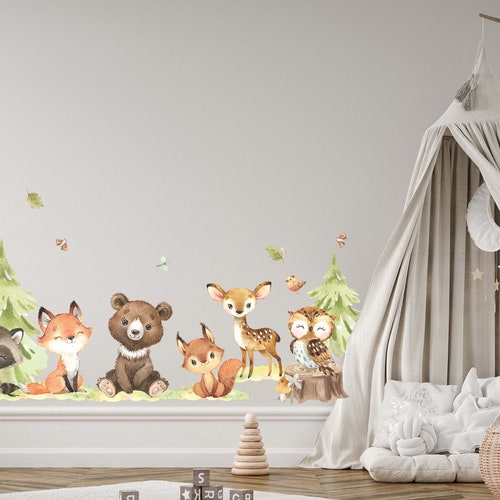 Woodland Animals Wall Decal Forest Animals Wall Decal Etsy Ireland