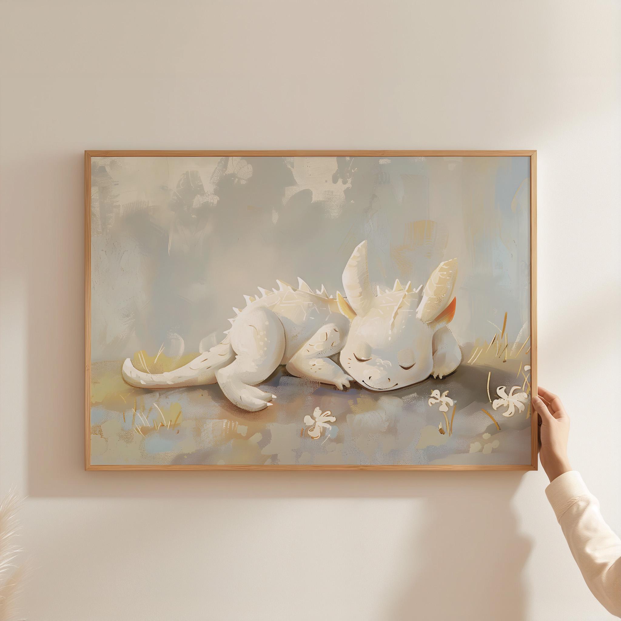 Whimsical Dragon Nursery Earth Tone Art Dragon Print Whimsical