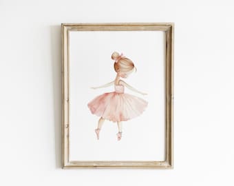 Watercolor Ballerina Nursery Decor girls room wall art soft pink nursery ballerina art ballet dancer nursery  Printed and Shipped BPS11-A1
