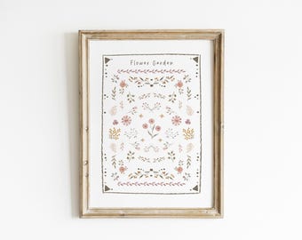 Flower Garden Art For Girls Room Wildflower Nursery Cottagecore Decor Whimsical Art Botanical Print Playroom Decor Baby Shower Gift FOG2