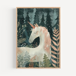 Unicorn Nursery art print pink Watercolor unicorn art print girl nursery pink whimsical printed and shipped on high archival paper KR16-A1