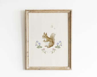 Woodland Nursery Art For Kids Room Decor Minimalist Poster Botanical Print Cottagecore Decor Whimsical Wall Art Baby Shower Gift BRM10