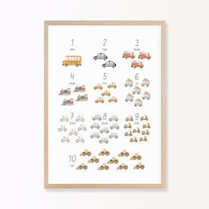 Números de automóviles y camionesImpresión de arte impreso Alfabeto de automóviles Impreso y enviado Alfabeto de acuarela impreso en papel de alto archivo GTA2-A1