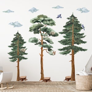 XL Woodland Wall Decal, Backwoods Woodland Nursery Décor, Forest Nursery decals woodland nursery image 1