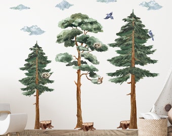 XL Woodland muur sticker, Backwoods Woodland kwekerij decor, Forest kwekerij stickers boskwekerij