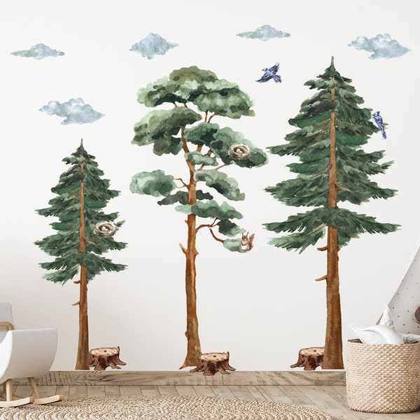 XL Woodland  Wall Decal, Backwoods Woodland Nursery Décor, Forest Nursery decals woodland nursery