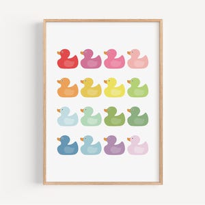 Rubber Duck bathroom art print Printed and shipped rainbow art bathroom wall decor duck art nursery art print on high archival paper RD1-A1