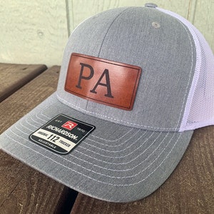 Fathers Day Pa hat, Grandpa hat made with real leather.  Perfect gift for your papa!