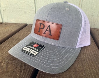 Fathers Day Pa hat, Grandpa hat made with real leather.  Perfect gift for your papa!