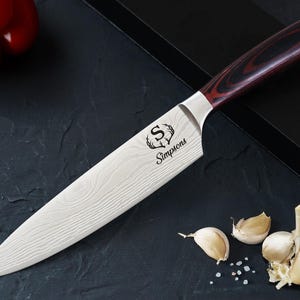 Personalized CHEF KNIFE Custom engraved Housewarming wedding gift Kitchen gift for Chefs Fathers day gift Gift for Dad chef birthday