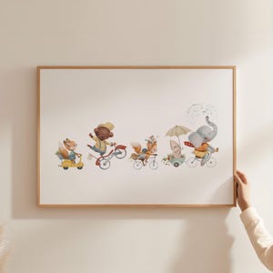 Whimsical Animal Nursery Woodland Animal Parade Print Woodland Nursery Playroom Poster Children&#39;s Wall Art Whimsical Illustration BBB1-A1