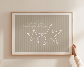 My Favorite Place To Be Is Right Next To You Nursery Wall Art Whimsical Stars Print Pastel Playroom Kids Room Poster Baby Shower Gifts NTY1