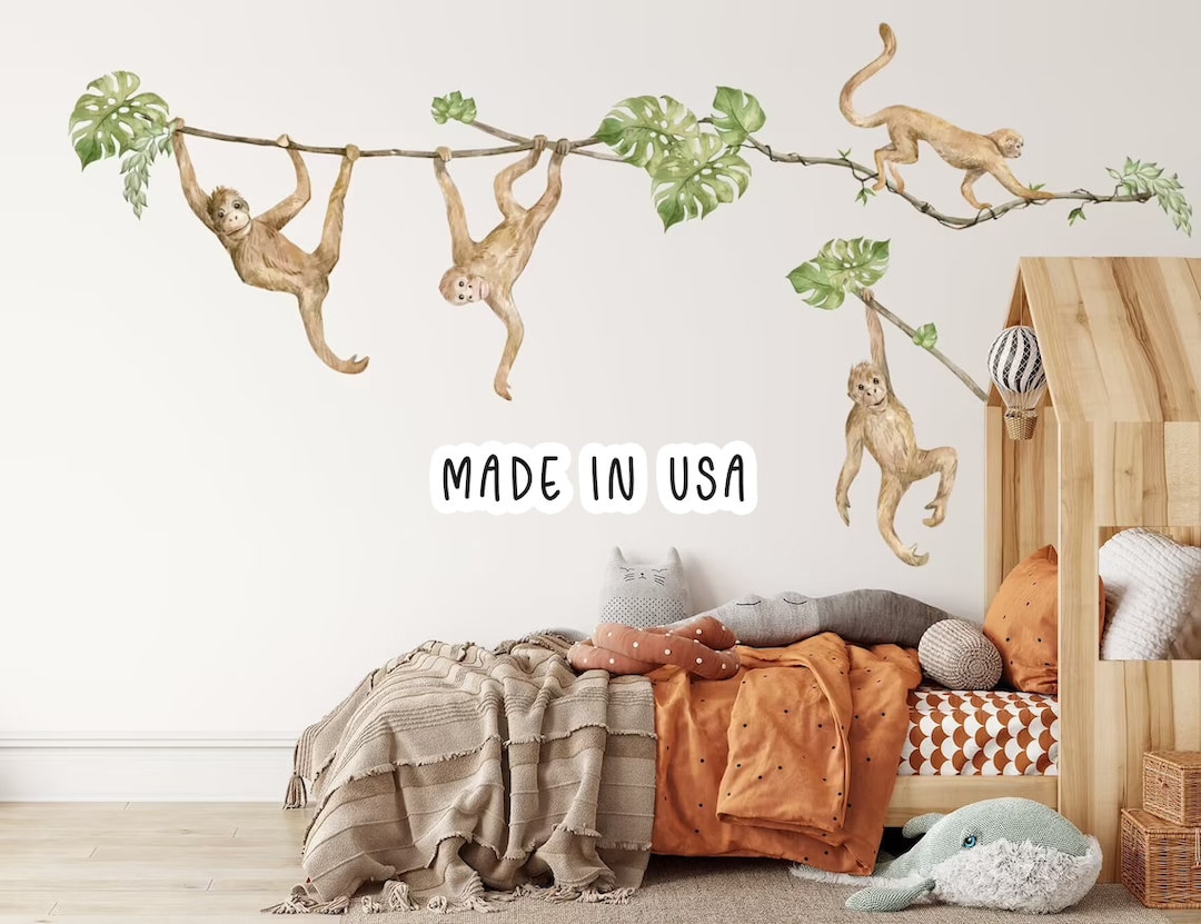 Safari Animals Wall Decal, Nursery Wall Decal . Peel and Stick Wall ...