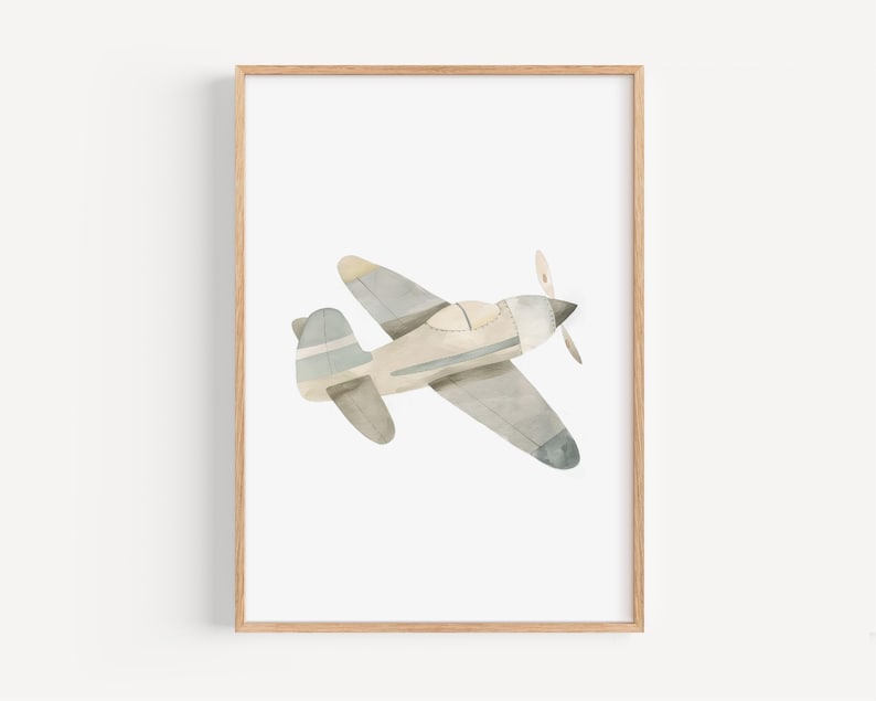 a framed picture of an airplane flying in the sky