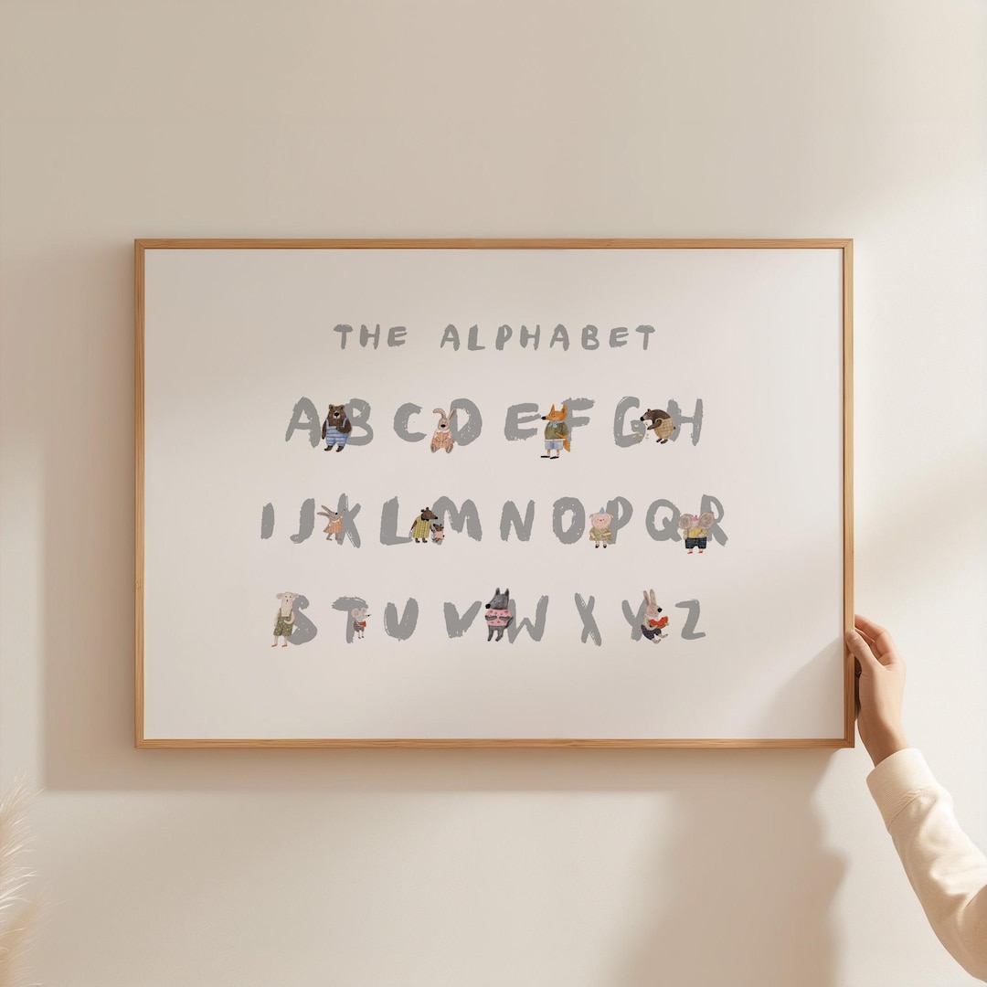Woodland Alphabet Nursery Wall Art Forest Animal ABC Print Gender ...