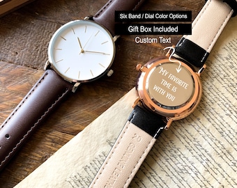 Benutzerdefinierte Uhr personalisierte Uhr Weihnachtsgeschenk Uhr Metall personalisiert Dad Geschenke Trauzeugen Uhren Trauzeuge Lederuhren